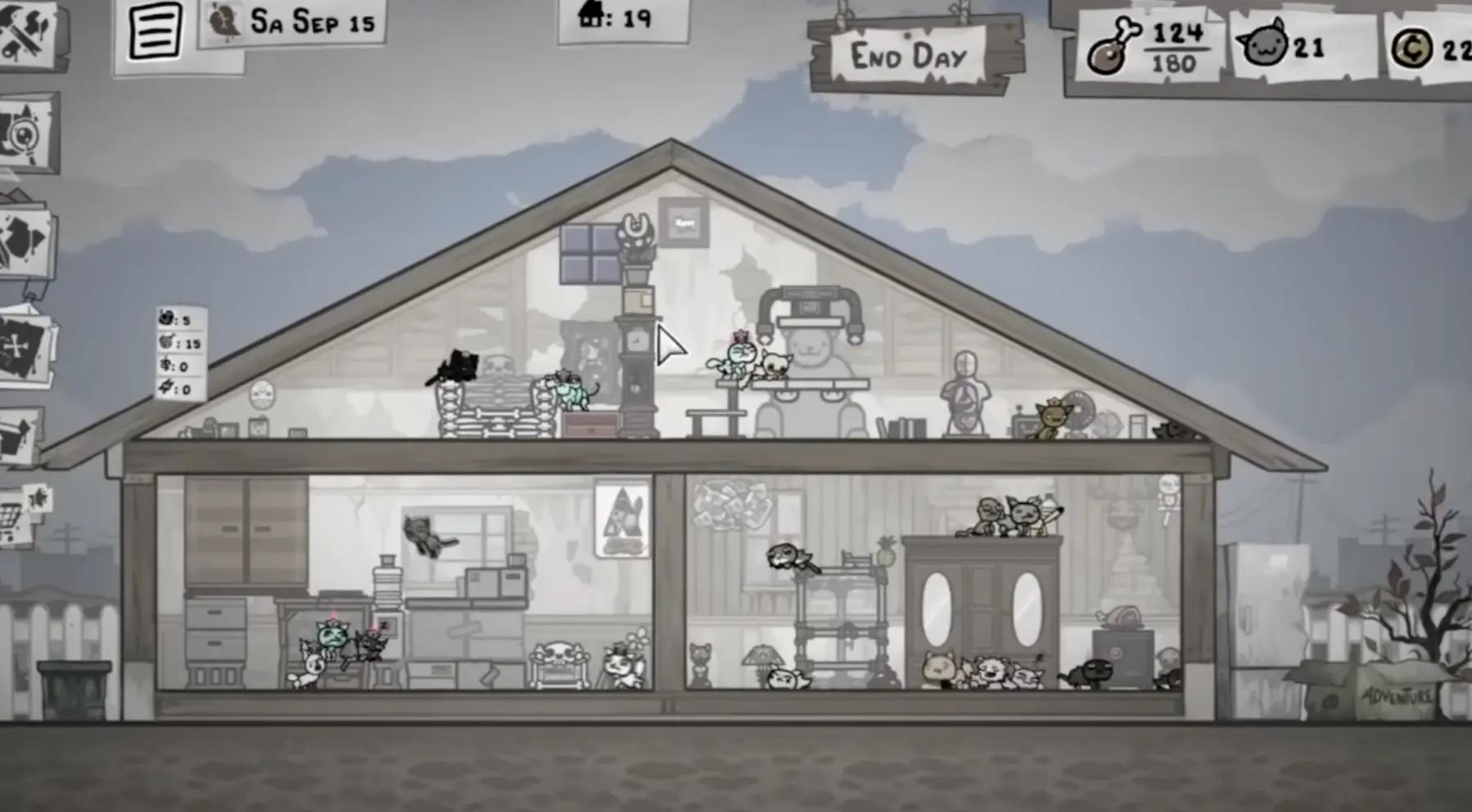 Mewgenics house layout showing multiple rooms for breeding, holding, and overflow planning