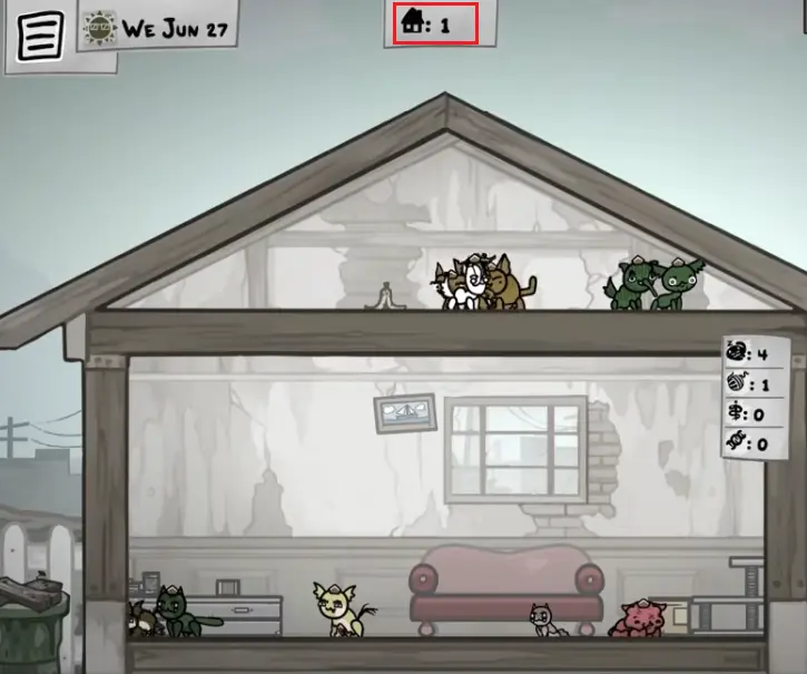 Mewgenics house UI showing Appeal and stray-quality related house setup