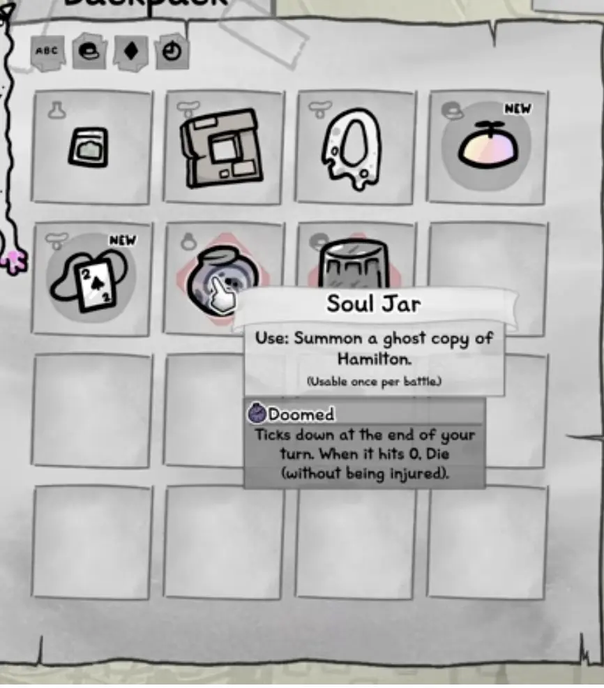Filled Soul Jar can summon a doomed ghost copy once per battle in Mewgenics