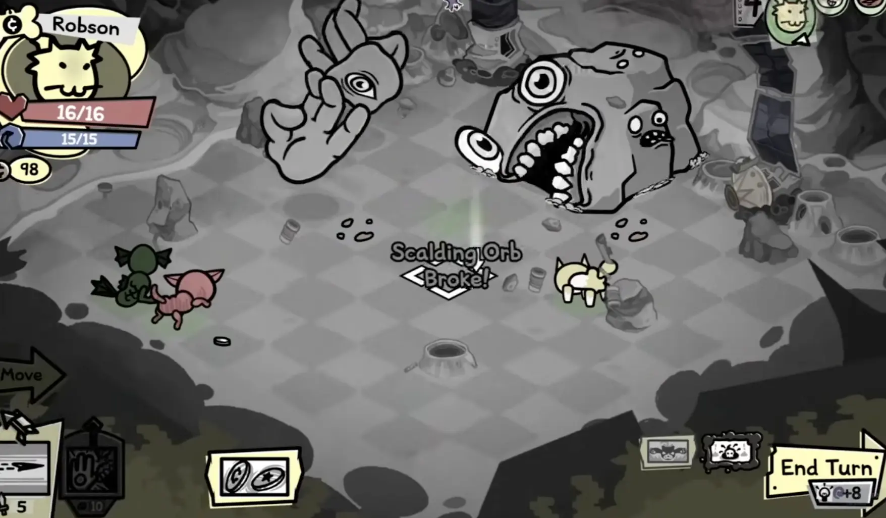 Scalding Orb breaks when the Man in the Moon delivery succeeds in Mewgenics